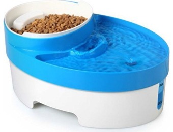 73% off Filtered Pet Fountain Feeder with Removable Food Bowl
