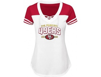 86% off NFL Women's Lace-Up V-Neck Shirt - San Francisco 49ers
