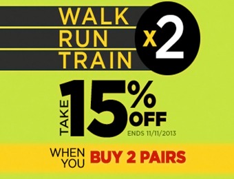 Extra 15% off when you buy 2 pairs of shoes
