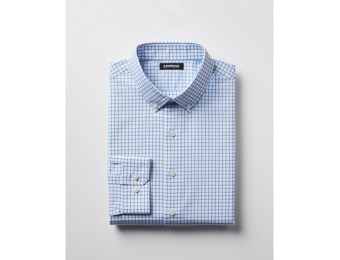 71% off Express Mens Classic Check Button-Down Cotton Dress Shirt