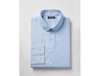 71% off Express Mens Slim Check Button-Down Cotton Dress Shirt