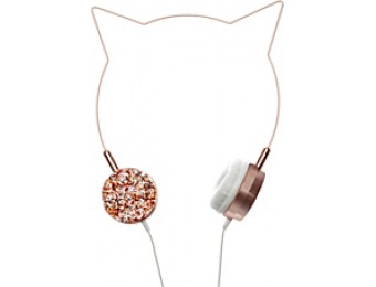 60% off Happy Cat Intro On-Ear Headphones, Rose Gold/Glitter