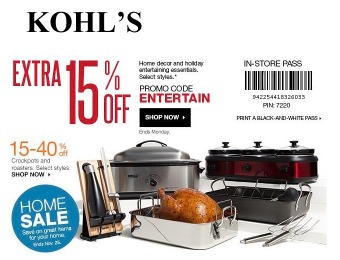 Extra 15% off Home Decor & Holiday Essentials at Kohl's