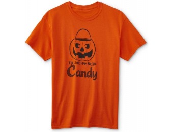 75% off Men's Halloween Graphic T-Shirt - Here for the Candy