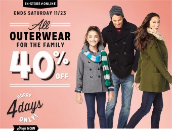 40% off Outerwear for the Entire Family at Old Navy
