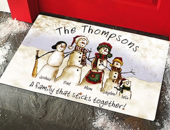 Extra 30% off Personalized Snowmen Stick Family Doormat