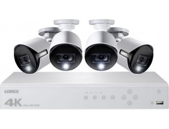 $240 off Lorex 8-Ch 4-Camera 4K 2TB DVR Surveillance System