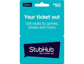 $7.50 off $50 StubHub Gift Card