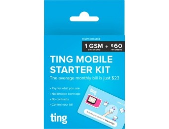 Ting - GSM Sim Card Kit for Unlocked Phone with $60 Service Credit