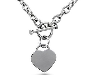 54% off Stainless Steel Heart Tag Necklace