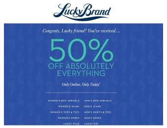 Cyber Monday - 50% Off Everything at Lucky Brand