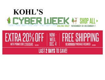 Extra 20% off + Free Shipping at Kohls.com