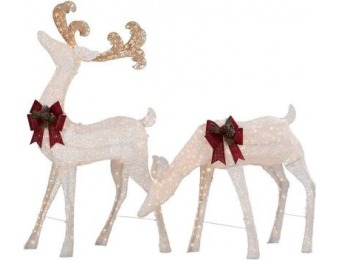 90% off Holiday 7.5' Pre-Lit Standing Deer and 54" Doe