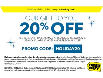 20% off small appliances, floor care, seasonal & personal care products