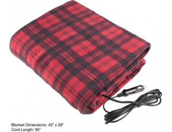 $15 off Electric Car Blanket - Heated 12 Volt Fleece Travel Throw