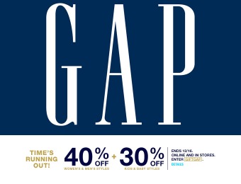 40% off Adult Purchases & 30% off Kid's & Baby Purchases at Gap.com