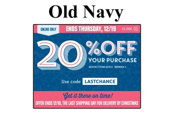 Extra 20% off Your Entire Purchase at Old Navy