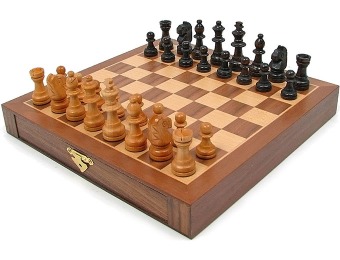 56% off Inlaid Walnut Magnetized Staunton Wood Chess Set