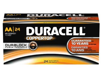 $25 off Duracell Coppertop Alkaline AA, 24/Pack