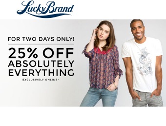 Extra 25% off Everything at Lucky Brand