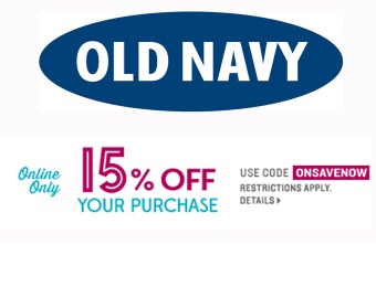 Extra 15% off Your Entire Online Purchase at Old Navy