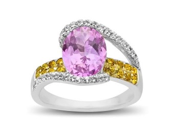 76% off Pink, White, and Honey Topaz Ring in Sterling Silver