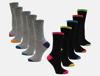75% off Chatties 5 Pair Women's Heel Crew Socks, Grey or Black