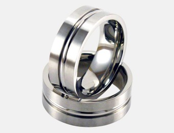 96% off 10mm Titanium Ring, Brushed Flat Top w/ Ctr Groove