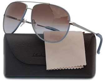 $280 off Salvatore Ferragamo Gunmetal & Leather Sunglasses