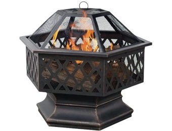 $113 off UniFlame Hex Shaped Outdoor Fire Bowl with Lattice