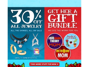ThinkGeek Mother's Day Sale - Extra 30% off Jewelery
