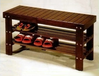 50% off Cherry Finish Solid Wood Shoe Storage Bench