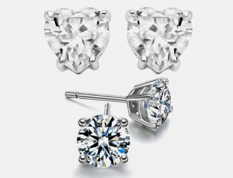 95% off 2ct Sterling Silver Simulated Diamond Studs