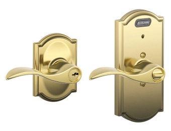 81% off Schlage FE51 Brass Keyed Entry Lever with Camelot Alarm