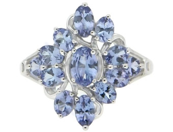 $200 Off Sterling Silver 1.50ctw Tanzanite Cluster Ring