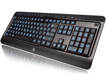 33% off Azio KB505U Large Print Tri-Color Backlit Wired Keyboard