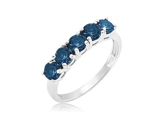 91% off 1.75 Carat London Blue Topaz 5-Stone Sterling Silver Ring
