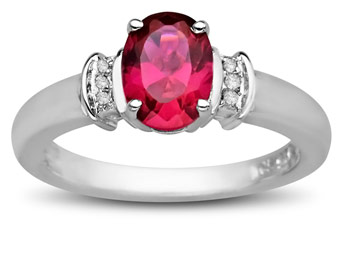 67% Off Sterling Silver 7/8 ct Ruby Ring with Diamonds