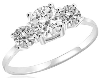 86% Off 2.25 Carat White Topaz 3-Stone Sterling Silver Ring