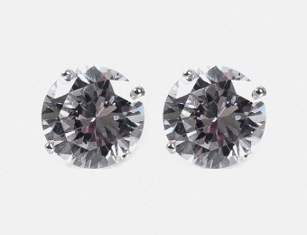 89% off Silver Stud Round Cut Replica Diamond Earrings