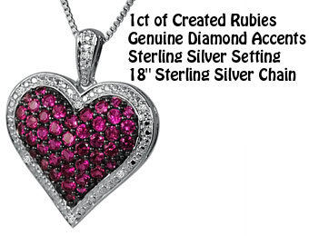 74% Off MLG Jewelry 1ct Ruby & Diamond Puffed Heart Necklace