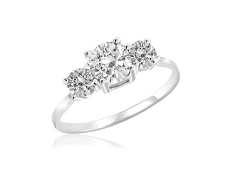 90% off 2.25 Carat White Topaz 3-Stone Sterling Silver Ring