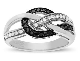 40% Off Sterling Silver 1/4 ct Black & White Diamond Ring