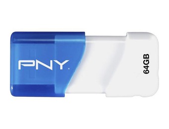74% off PNY Compact Attache 64GB USB 2.0 Flash Drive - Blue