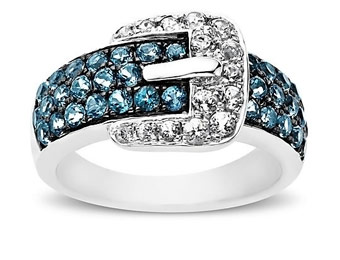 81% Off Sterling Silver Paraiba Blue Topaz Buckle Ring