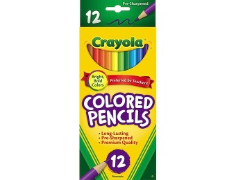 68% off Crayola Long Barrel Colored Woodcase Pencils, 12 count