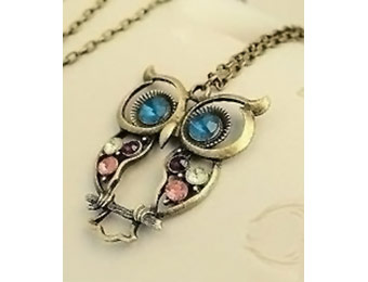 93% off Antique Alloy Crystal Baby Owl Pendant Necklace