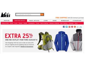 Extra 25% off One Item at REI Outlet