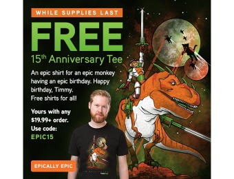 Free ThinkGeek 15th Anniversary Epic Tee with $20 Order