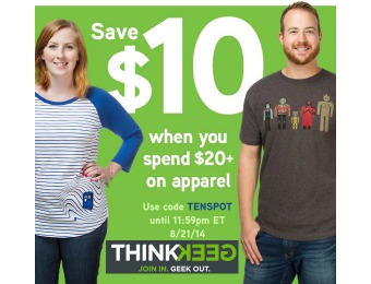 Save $10 When You Spend $20+ on Apparel at ThinkGeek